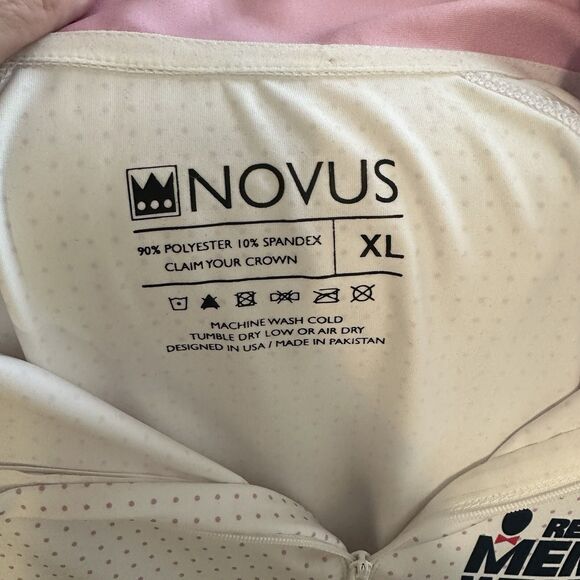 Novus Shirt Mens XL NWT White long sleeve Polo shirt with Real Men Wear Pink ACS - Picture 8 of 8